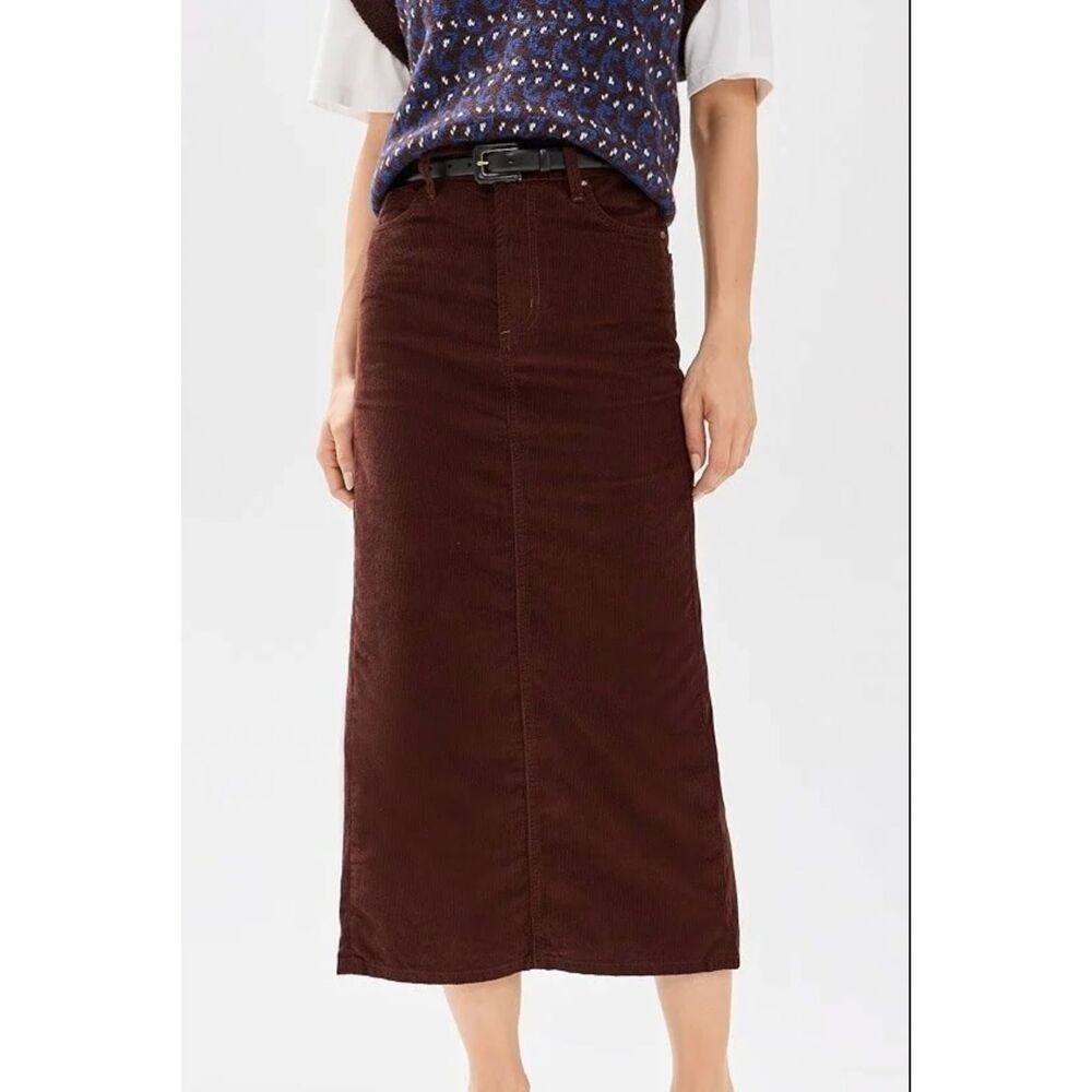 The Great - Column Skirt in Corduroy Cinnabar - sz 24
